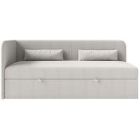 JUGENDBETT Calmmo Hellgrau mit Chenille-Bezug, Kopfteil links - Hellgrau, Textil (90/200cm) - Selsey