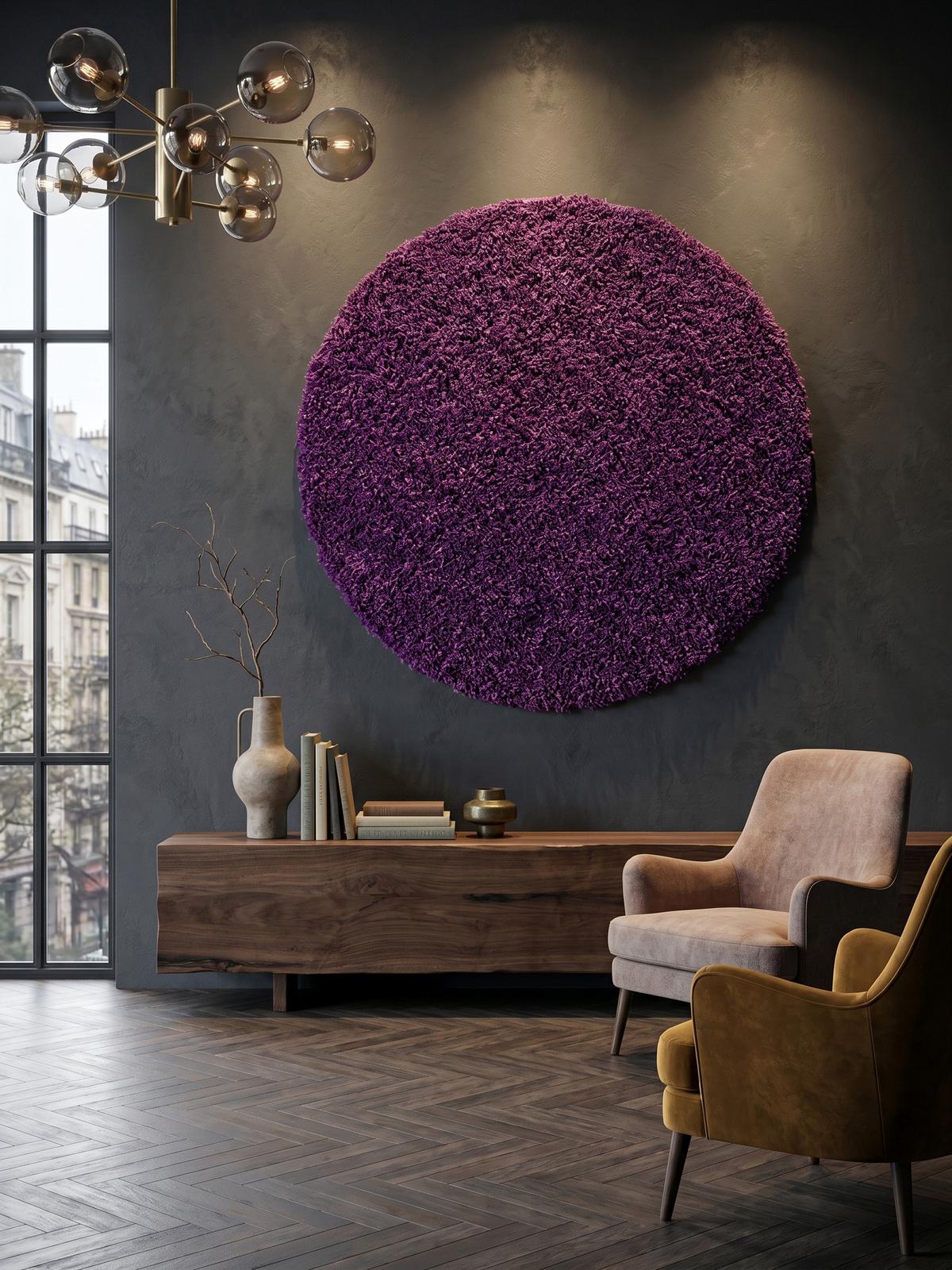 HOCHFLORTEPPICH RHEIN, einfarbig, aus Polypropylen, Violett, Ø 200 cm - Lila, Textil (200/200cm) - KADIMA DESIGN