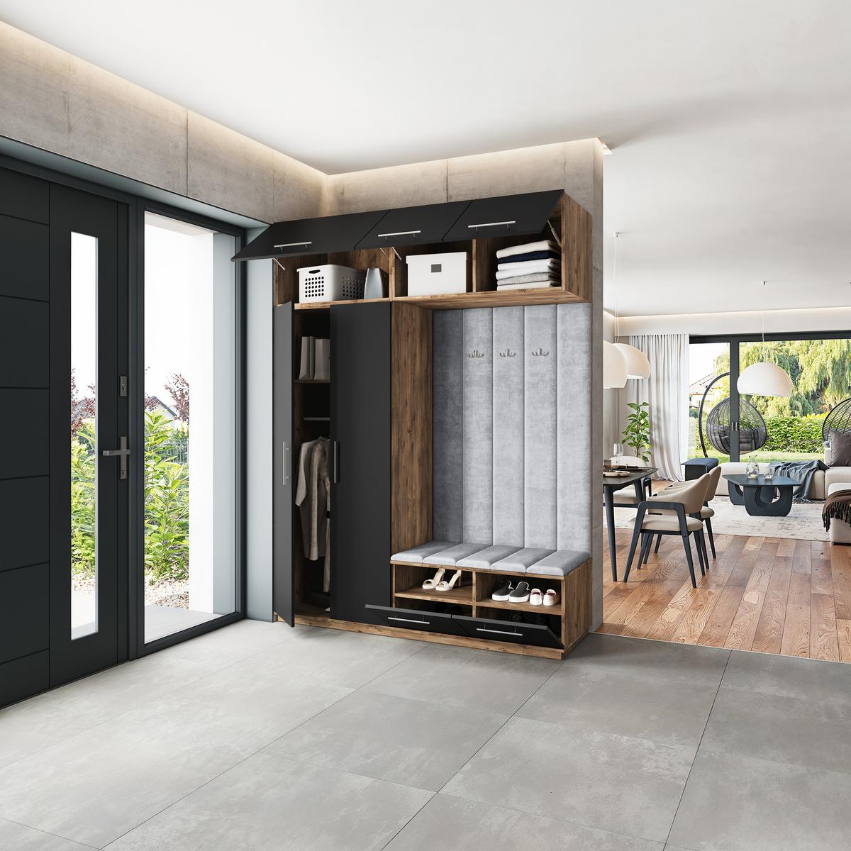 GARDEROBENSCHRANK REMA 180/240/60 cm Modern Eichefarben - Eichefarben/Hellgrau, Holzwerkstoff (180/240/60cm) - MASSENO