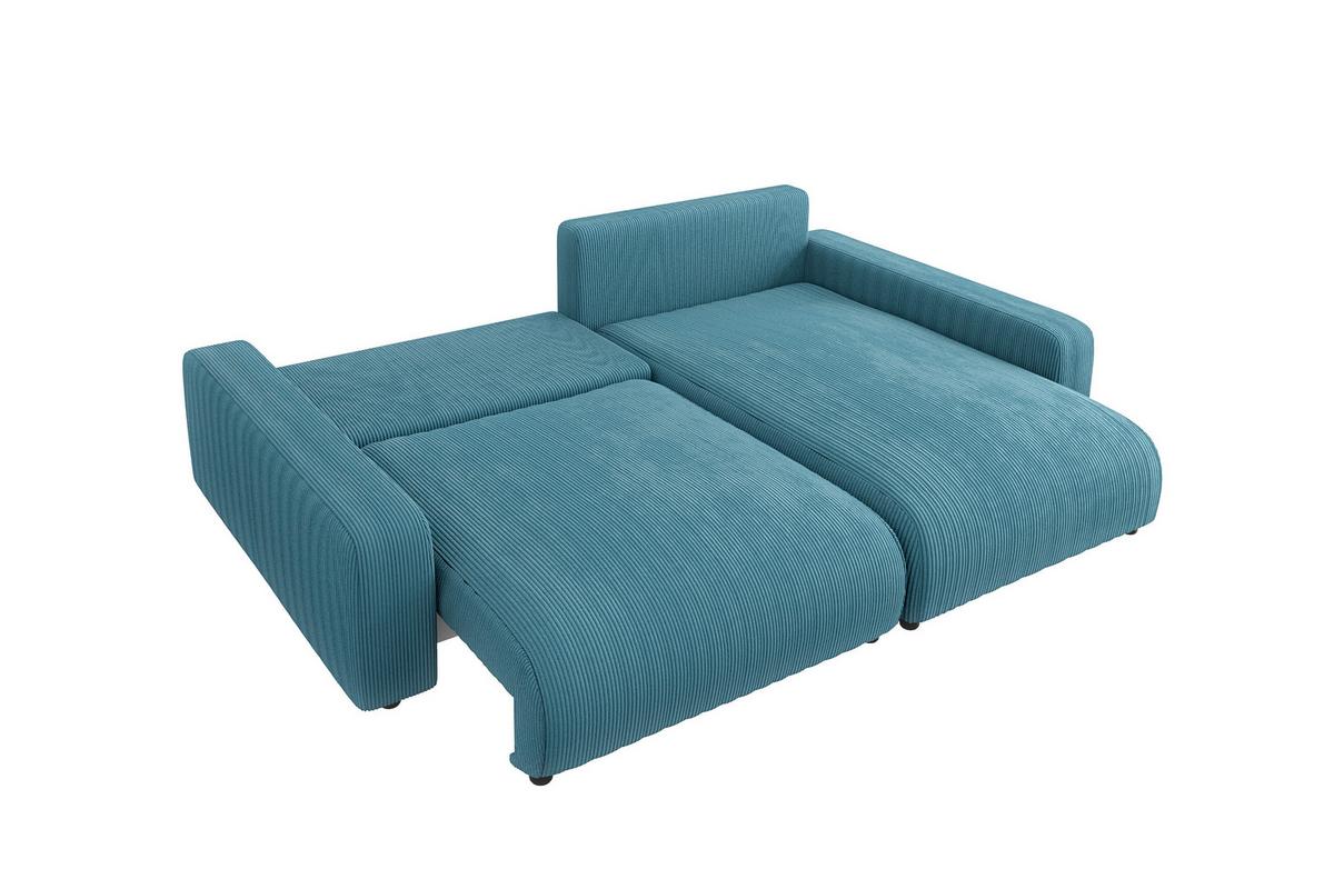ECKSOFA Emma Türkis Cord - Ottomane rechts - Türkis, Textil (234/170cm) - S-Style Möbel