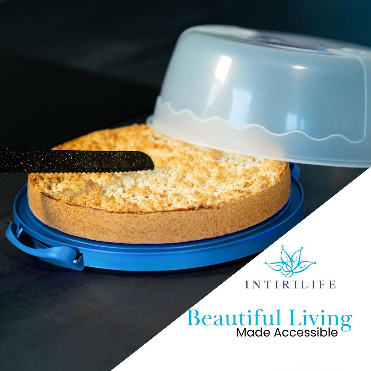 KUCHENTRANSPORTBOX Kuchenbehälter 29.8/28.8/13.2 cm - Blau, Kunststoff (28.8/13.2/29.8cm) - Intirilife