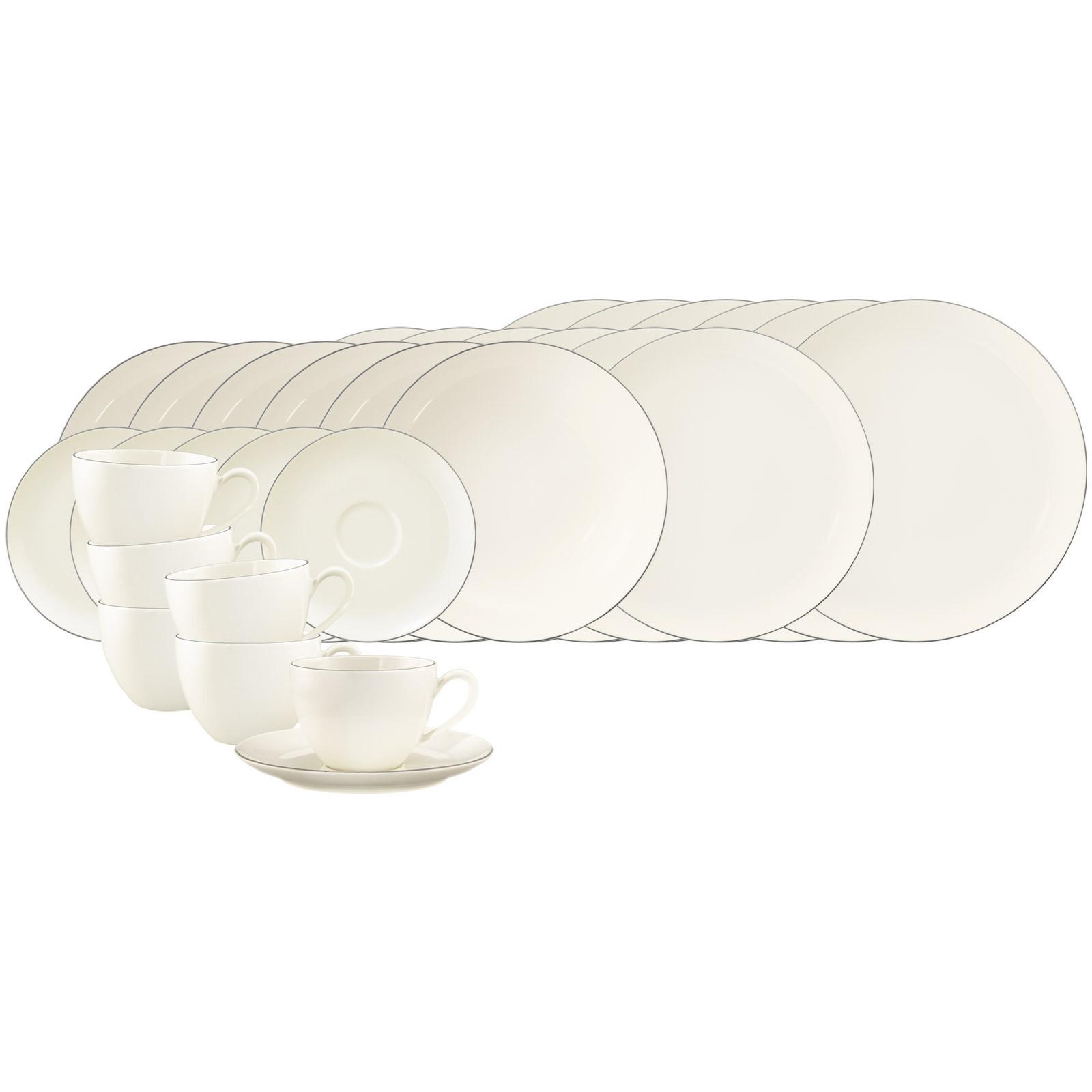 KOMBISERVICE Savona Grey Line creme 30-tlg. - Creme, Keramik (24/18.1/43cm) - Seltmann Weiden
