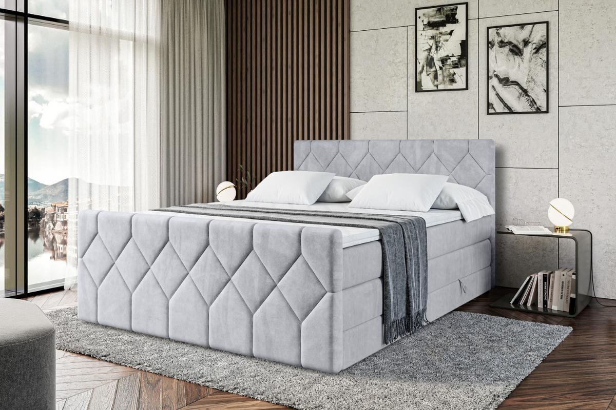 BOXSPRINGBETT CATOR-Z KING - 180x200 - H3/H4 - Hellgrau - Hellgrau, Holzwerkstoff (180/200cm) - ALTDECOR
