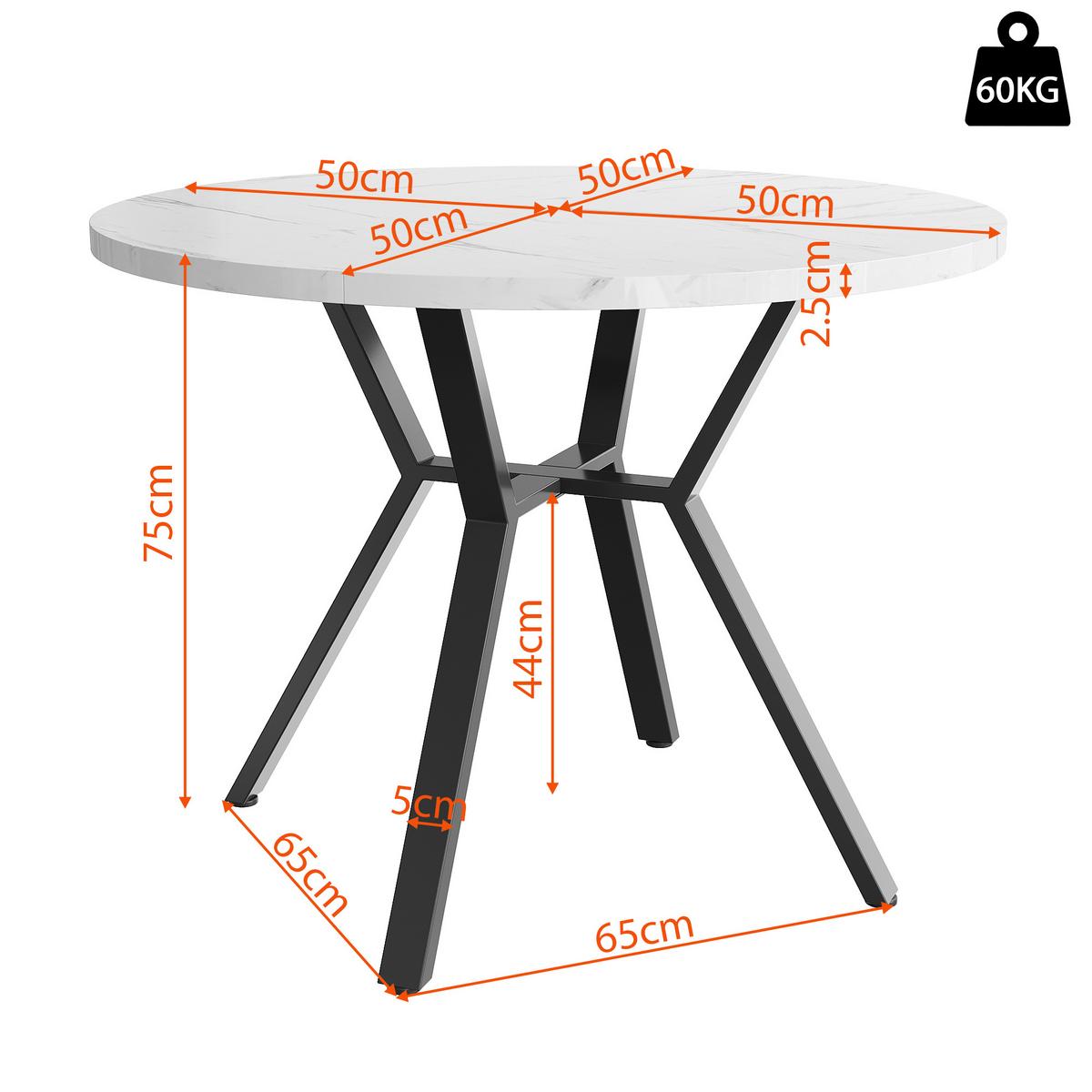 ESSTISCH runder marmor-optik Ø 100 cm mit X-metallgestell - Schwarz, Holzwerkstoff (100/100/75cm) - Urban Meuble