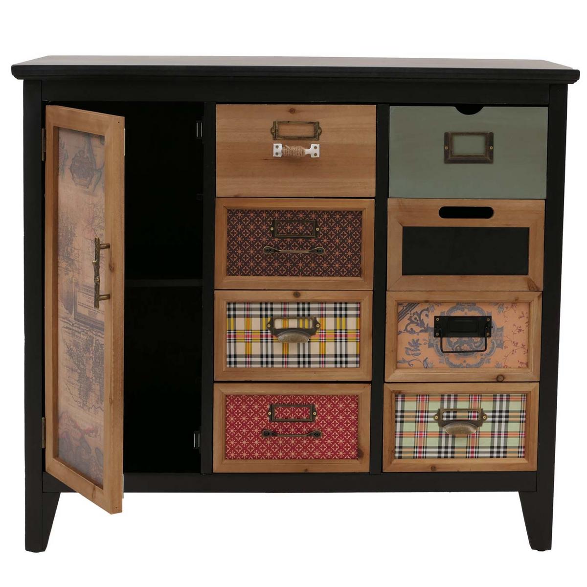APOTHEKERKOMMODE Schwarz - Schwarz, Holz (91/80/40cm) - MCW