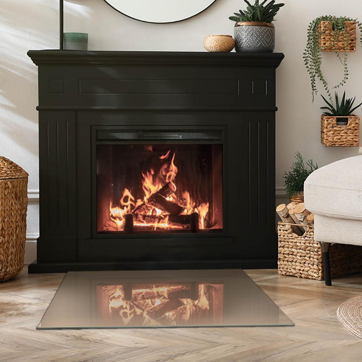 GLASPLATTE für Kamin 80x60 cm - Braun, Glas (80/60/0.4cm) - TULUP