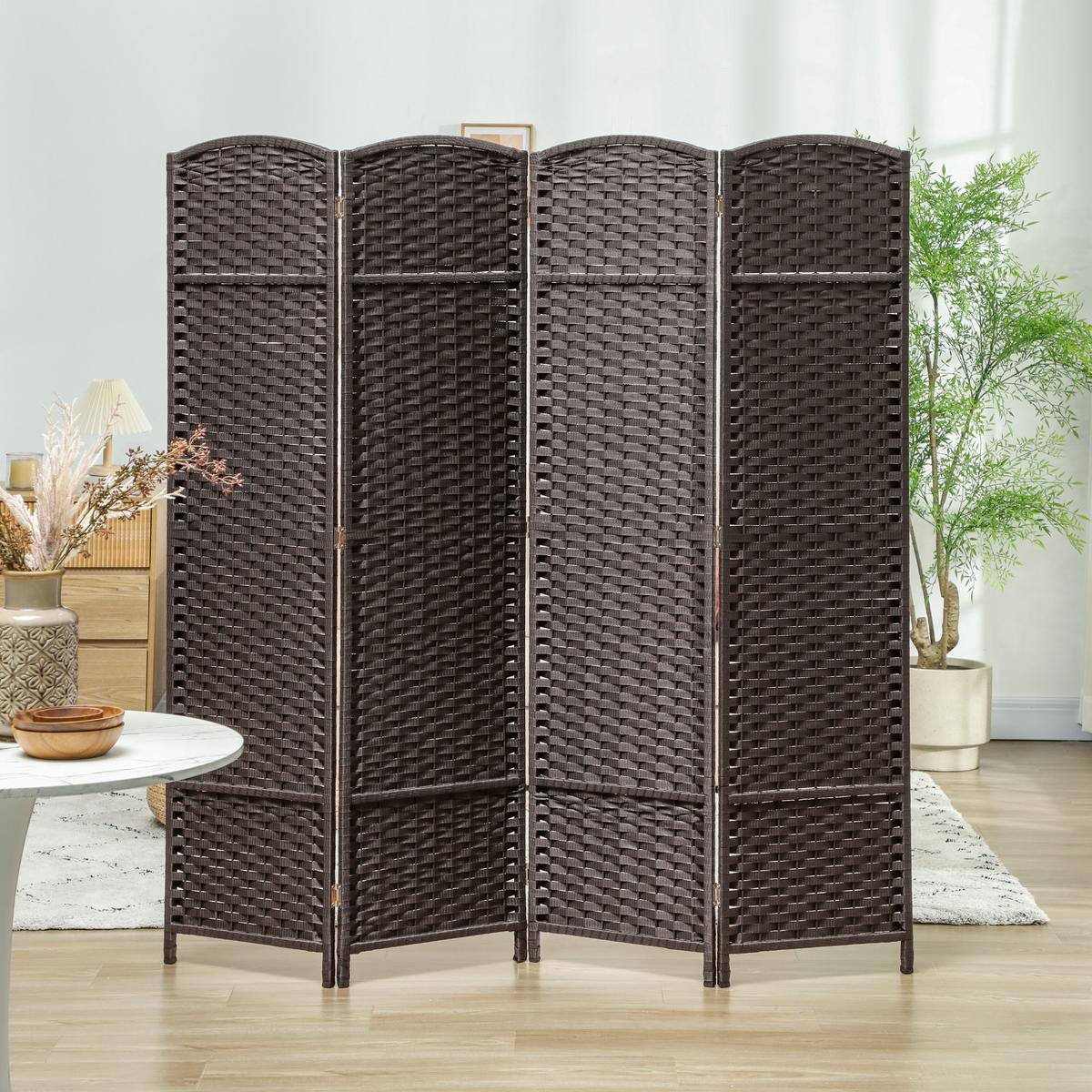 PARAVENT 4-teilig 160 x 170 cm Trennwand aus Kiefernholz Braun - Braun, Holz (1.6/170/160cm) - HOMCOM