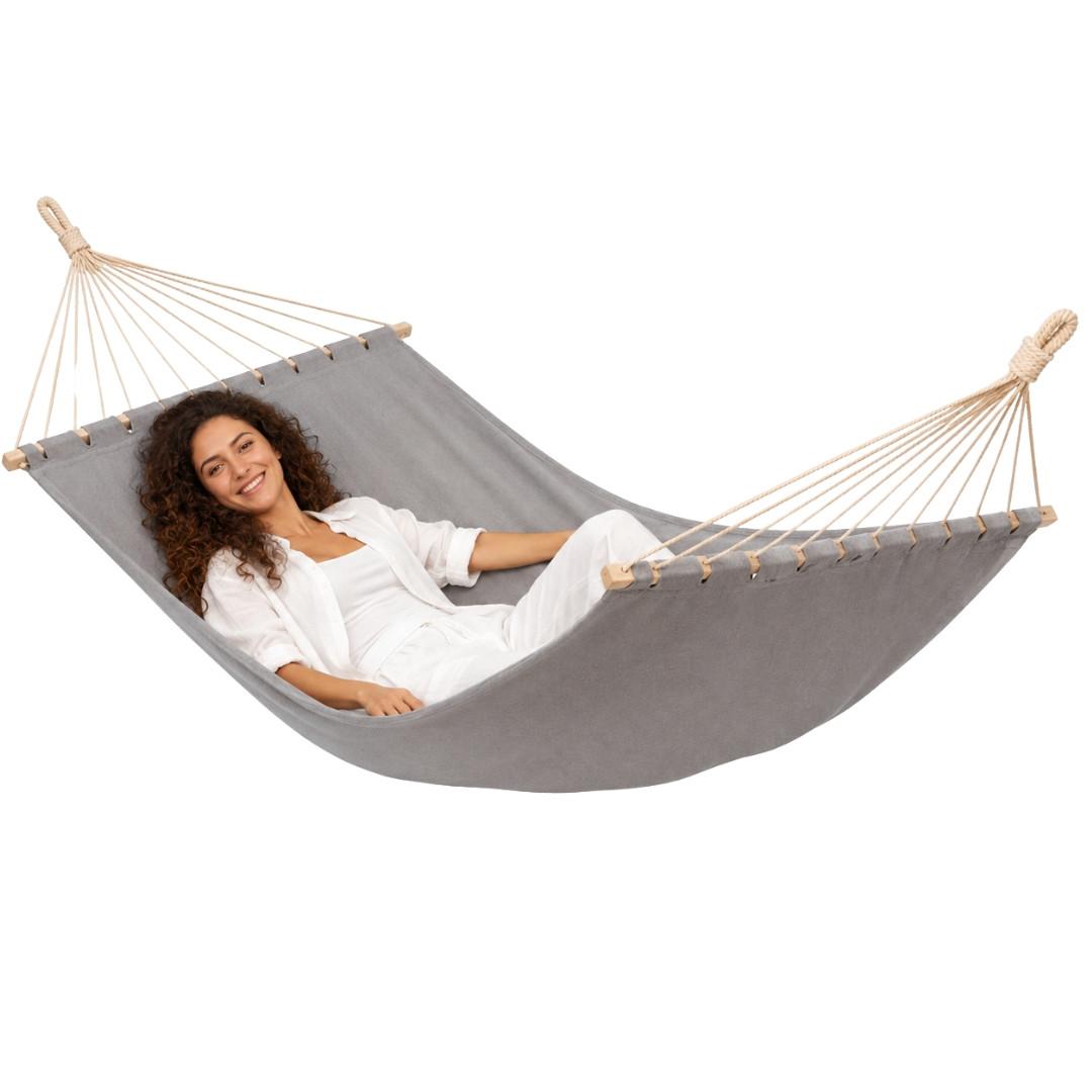 XXL-HÄNGEMATTE für 2 Personen bis 150kg, 200/120 cm, Grau - Grau, Textil (120/2.5/200cm) - Amanka