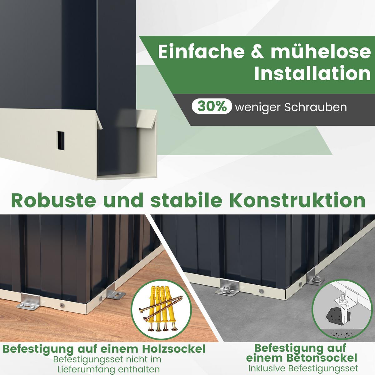 MÜLLTONNENBOX mit abschließbarer Tür grau - Grau, Metall (158/127/79cm) - COSTWAY