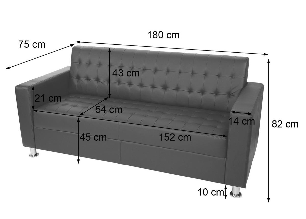 3-SITZER SOFA Schwarz - Schwarz, Textil (180/82/75cm) - MCW
