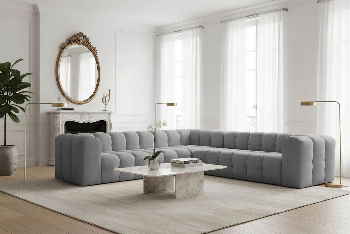 ECKSOFA Solvie In Tiffani - Grau, Holzwerkstoff/Textil (300/300cm) - Fun Möbel