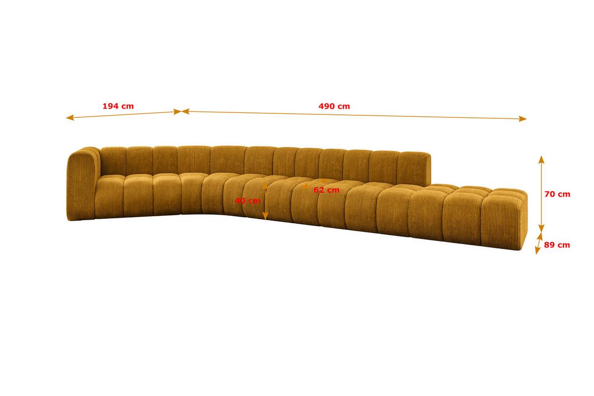 ECKSOFA modulares Sofa Tilmo-L2 - 490x194x70 cm Senfgelb - Currygelb, Holzwerkstoff/Textil (490/194cm) - ALTDECOR