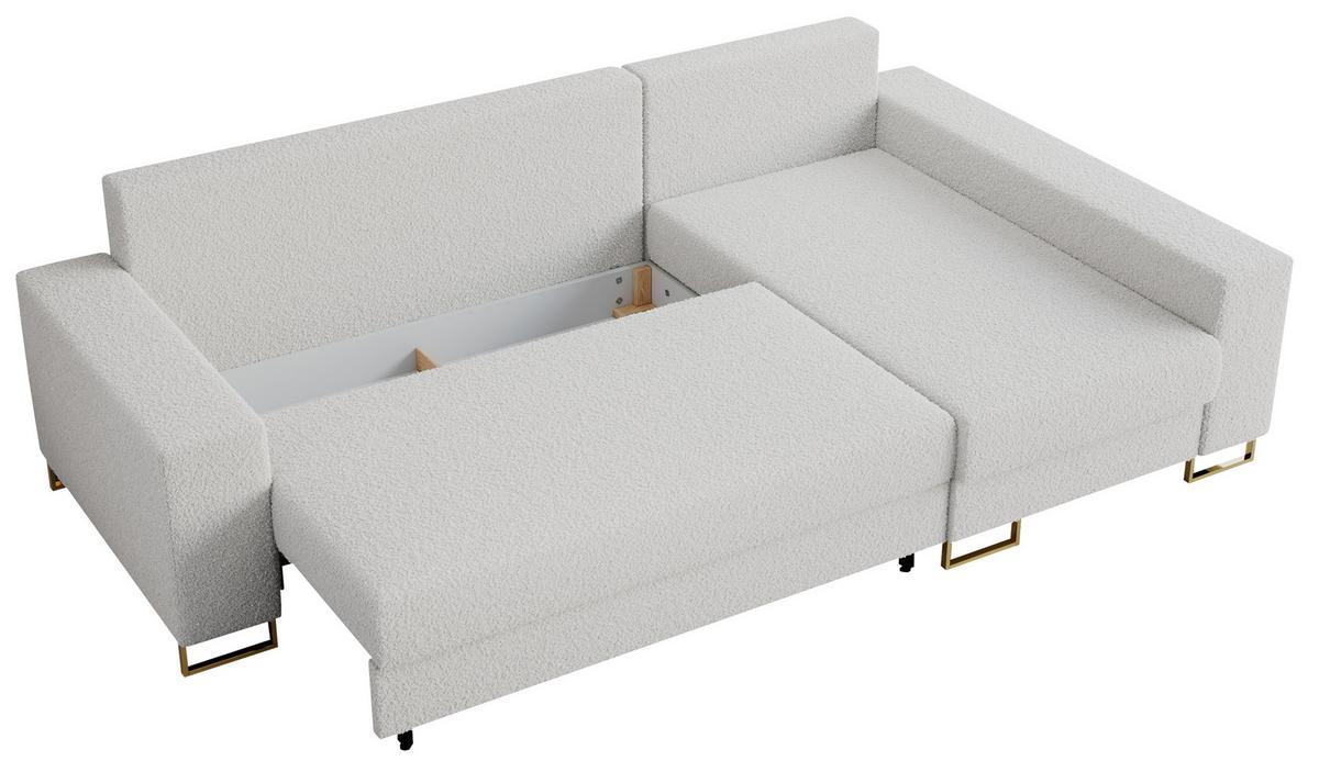 ECKSOFA Dorian Boucle Weiß - Goldfarben/Weiß, Textil/Metall (242/138cm) - MKS