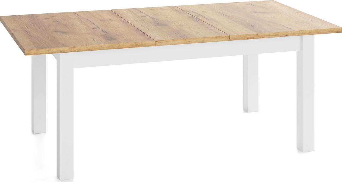 ESSTISCH Lindberg Weiß ausziehbar verlängerbar rechteckig, Eiche Braun 120-160/80/77 cm - Eiche Wotan/Weiß, Holz/Holzwerkstoff (80/160/76.5cm) - WFL GROUP