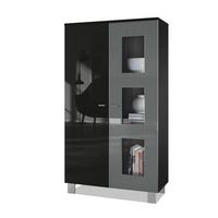 VITRINE Denjo Tür in Grau Hochglanz - Grau, Holzwerkstoff (71/129/35cm) - Vladon