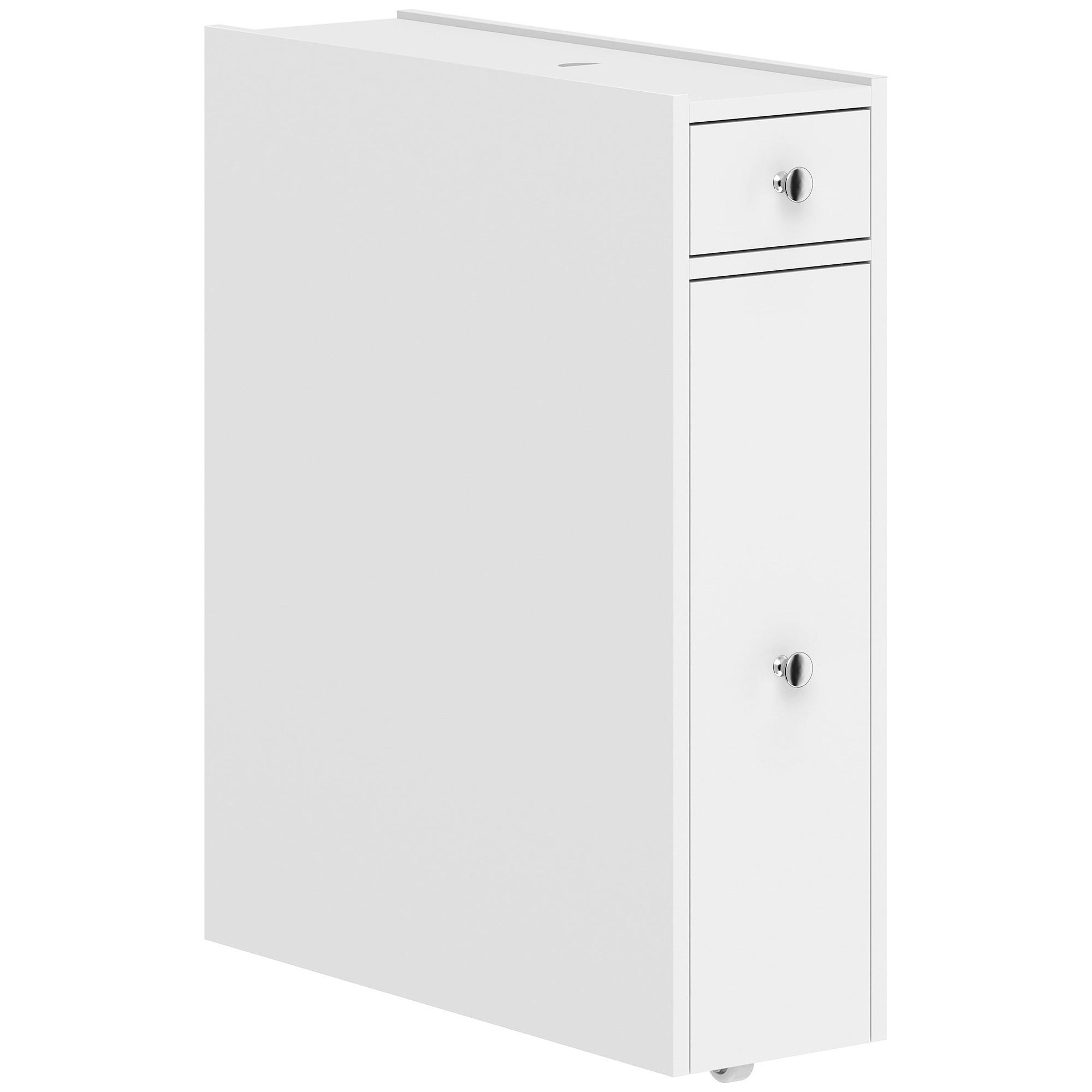BADEZIMMERSCHRANK MDF PU-Papier Weiß - Weiß, Holzwerkstoff/Kunststoff (16/58/48cm) - HOMCOM