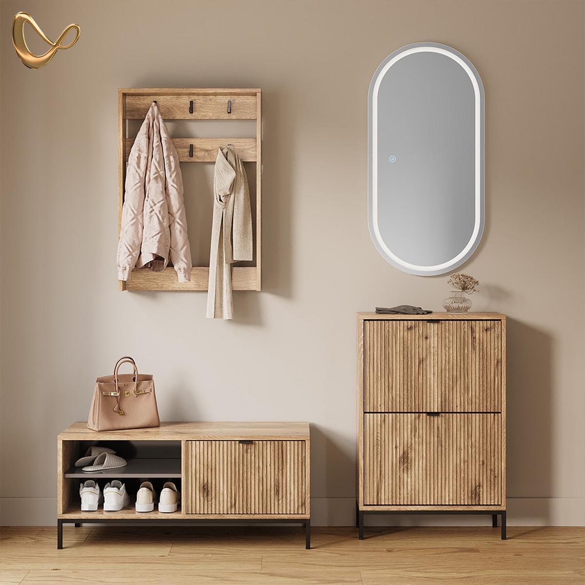 GARDEROBE Aterno Viking Oak Set, 2 Teile - Eichefarben, Holzwerkstoff (60/92/24cm) - Livinity®