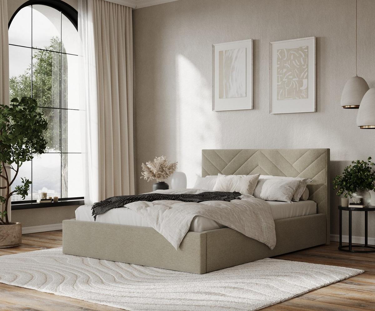 POLSTERBETT Arco 140/200 cm Olivgrün im Asti Stoff - Schwarz/Naturfarben, Holz/Holzwerkstoff (140/200cm) - AltaBeds