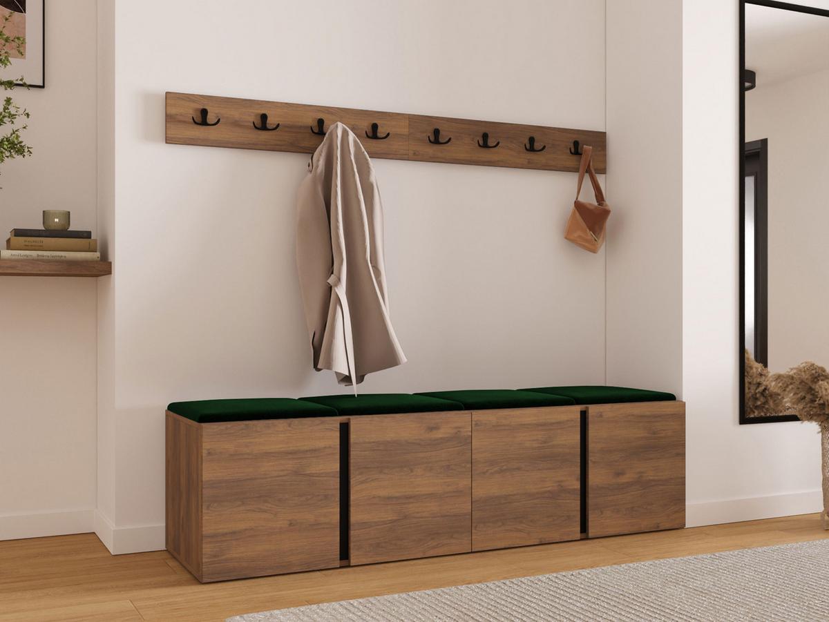 GARDEROBEN-SET Orion VII - Nussbaumfarben/Grün, Holzwerkstoff/Kunststoff (168/42/46cm) - MIRJAN24