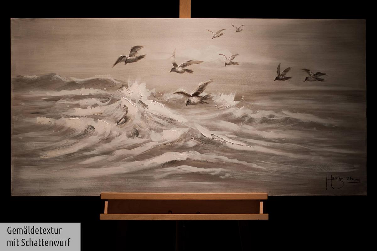 ACRYLBILD HANDGEMALT 120/60 cm - Grau, Holz/Textil (120/60cm) - KUNSTLOFT