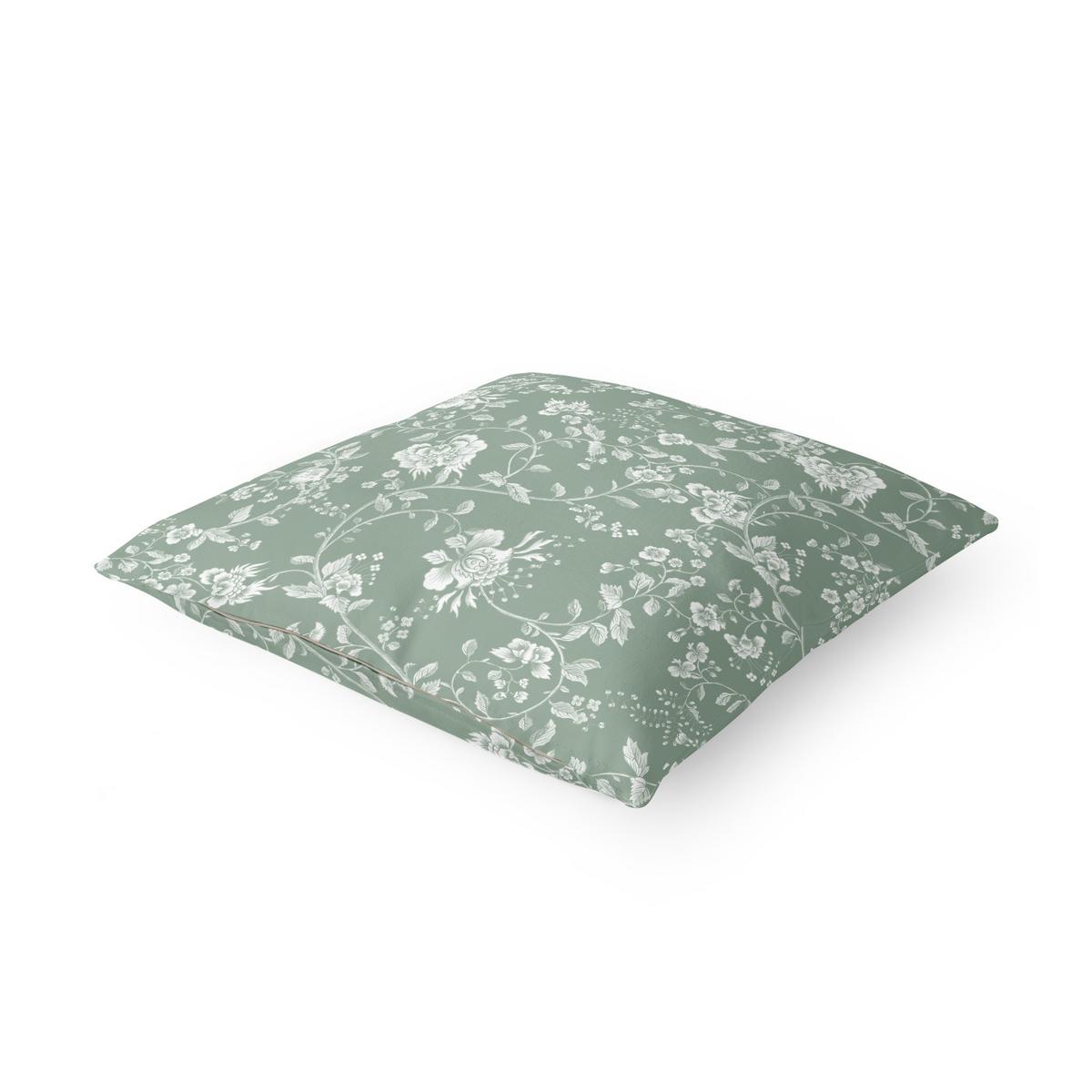 KISSENBEZUG Blumenranken auf Grün 40/40 cm - Grün, Textil (40/40cm) - Bilderwelten