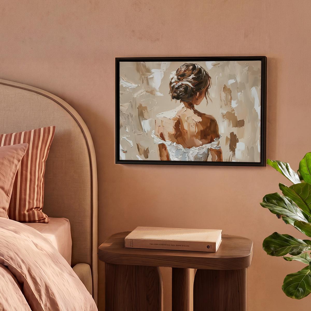 LEINWAND Bilder mit Rahmen - Frau - Farbe - Abstrakt - Beige - Modern - 40x30 - Sandfarben, Textil (40/30cm) - MuchoWow
