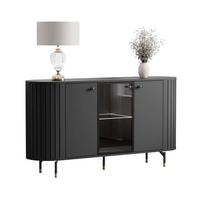 SIDEBOARD ELODIE 3T mit LED-Beleuchtung Schwarz - Schwarz, Holzwerkstoff (150/81/40cm) - Lookway