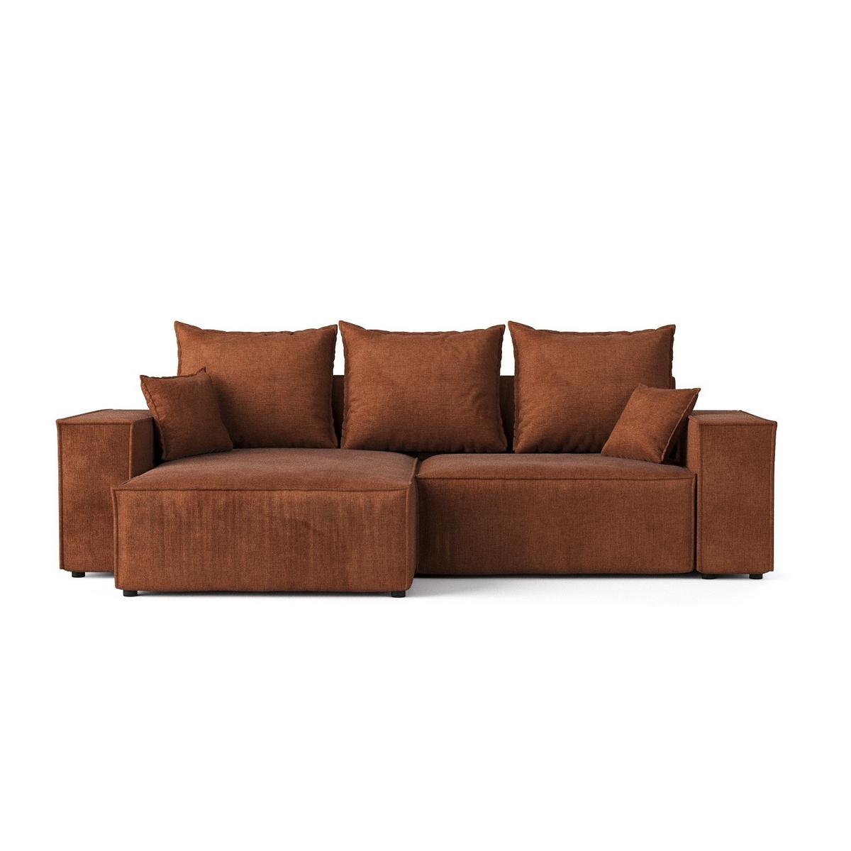 ECKSOFA SENSO mit Schlaffunktion Kupfer im Wind Stoff - Schwarz/Kupferfarben, Holz/Holzwerkstoff (255/148cm) - AltaBeds