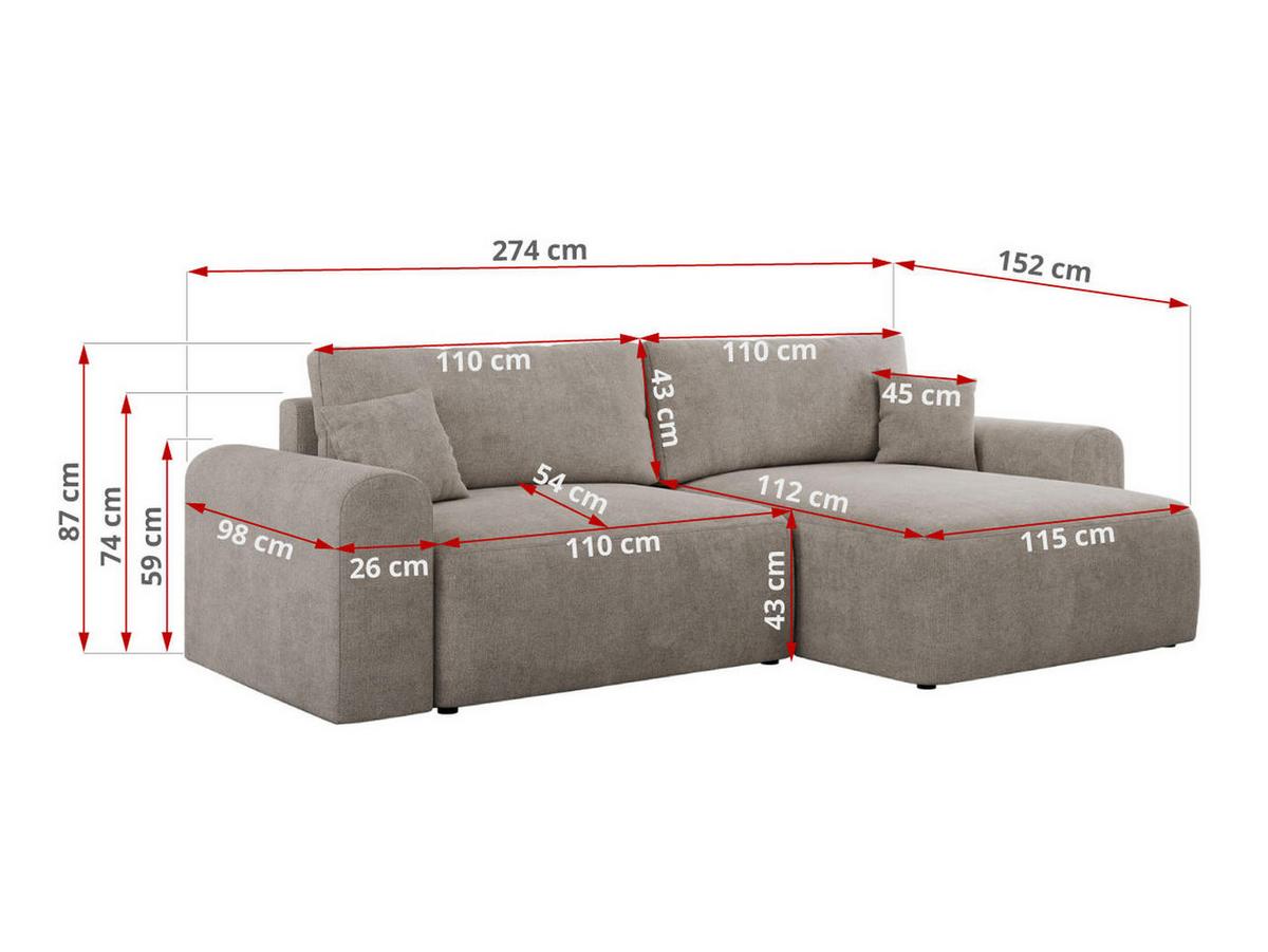 ECKSOFA NELSON Beige Struktur - Beige/Schwarz, Kunststoff/Textil (274/152cm) - MKS