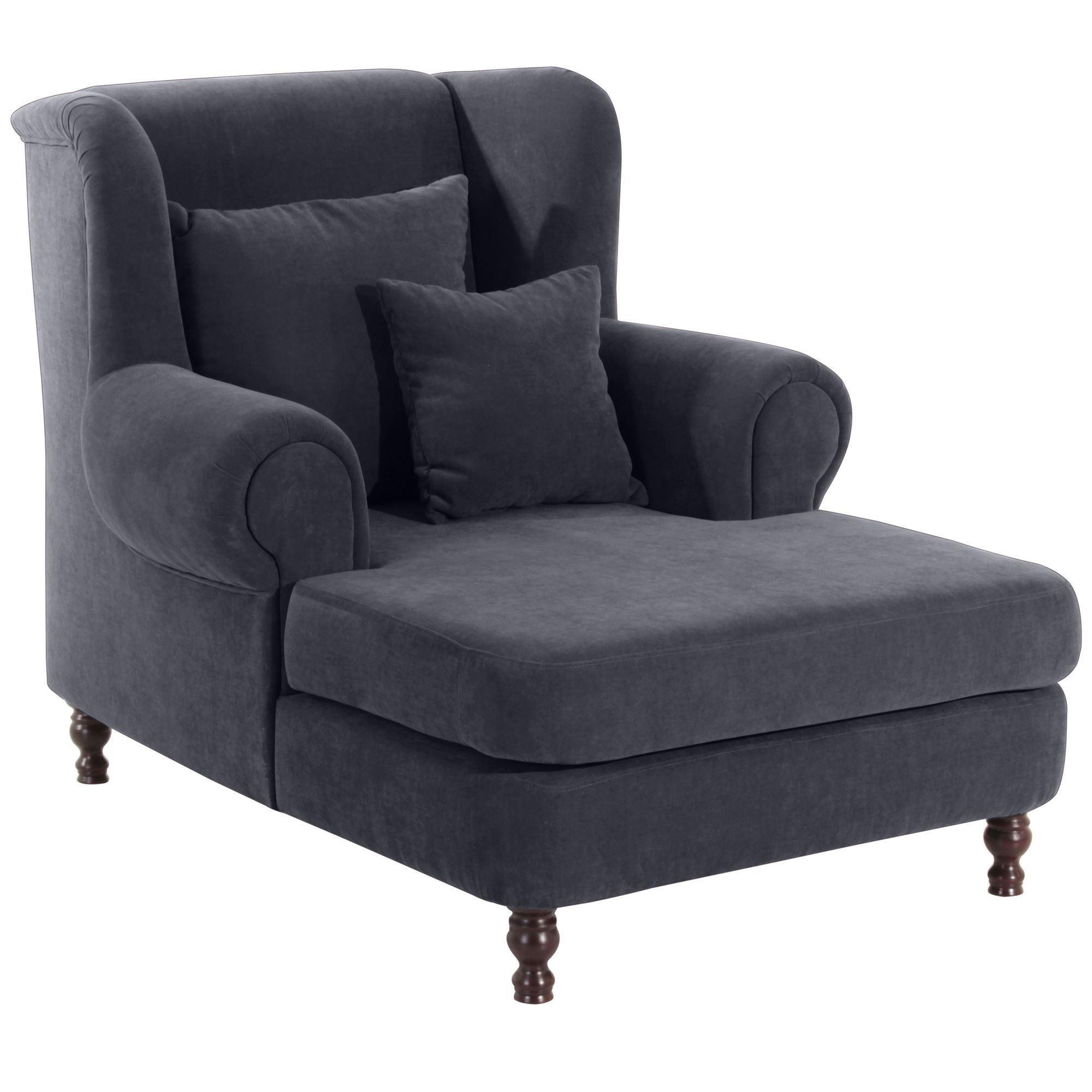 SESSEL XXL Karley Bezug Veloursstoff Buche nussbaum dunkel / anthrazit - Anthrazit, Kunststoff (103/103/149cm) - 58aufmkessel