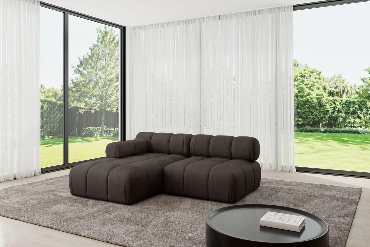 ECKSOFA modulares Sofa Razon-L1 - 190x160x70 cm Braun Velours - Braun, Holzwerkstoff/Textil (190/160cm) - ALTDECOR