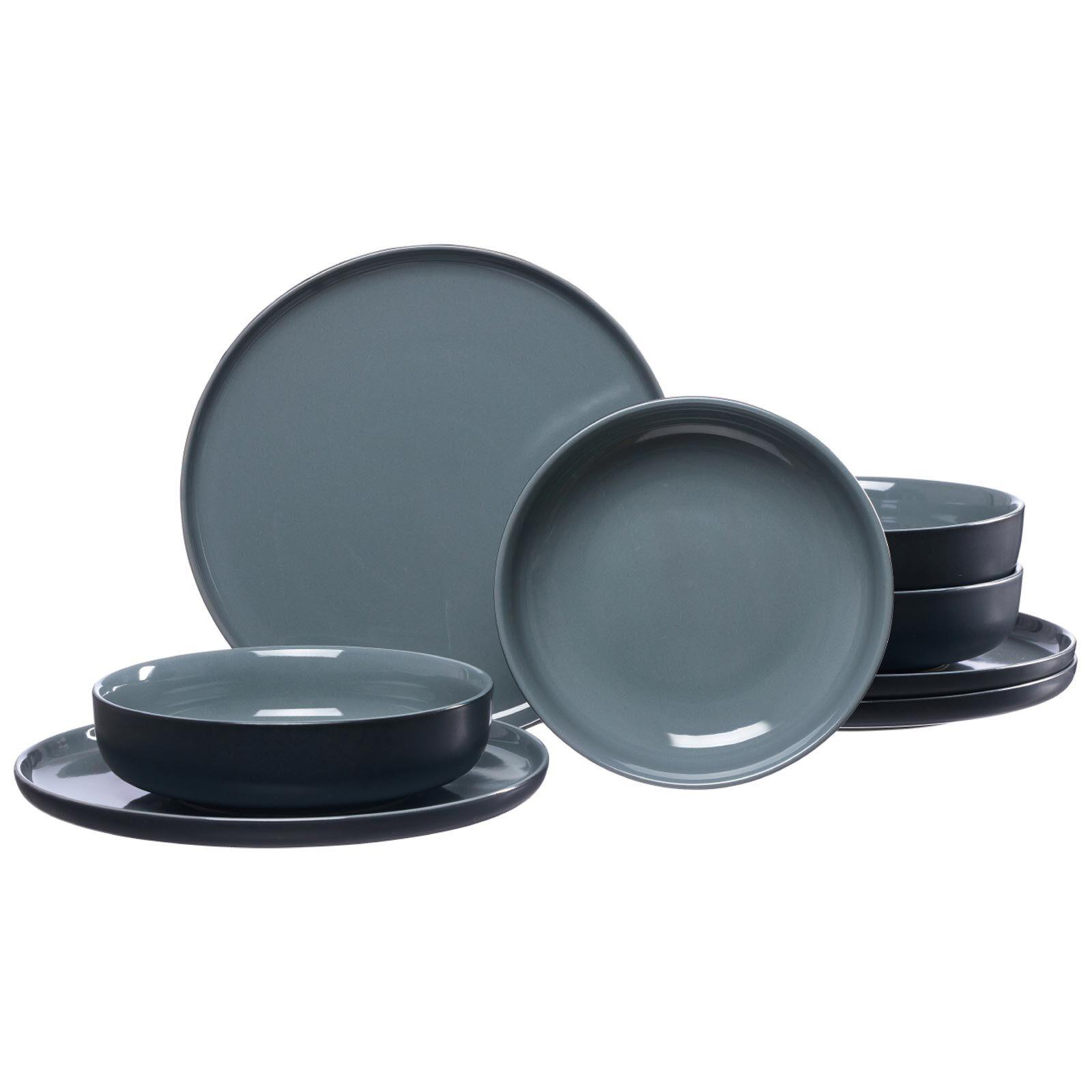 TAFELSERVICE Jasper schwarz 8-tlg. - Schwarz, Keramik (2/2/2cm) - Ritzenhoff Breker