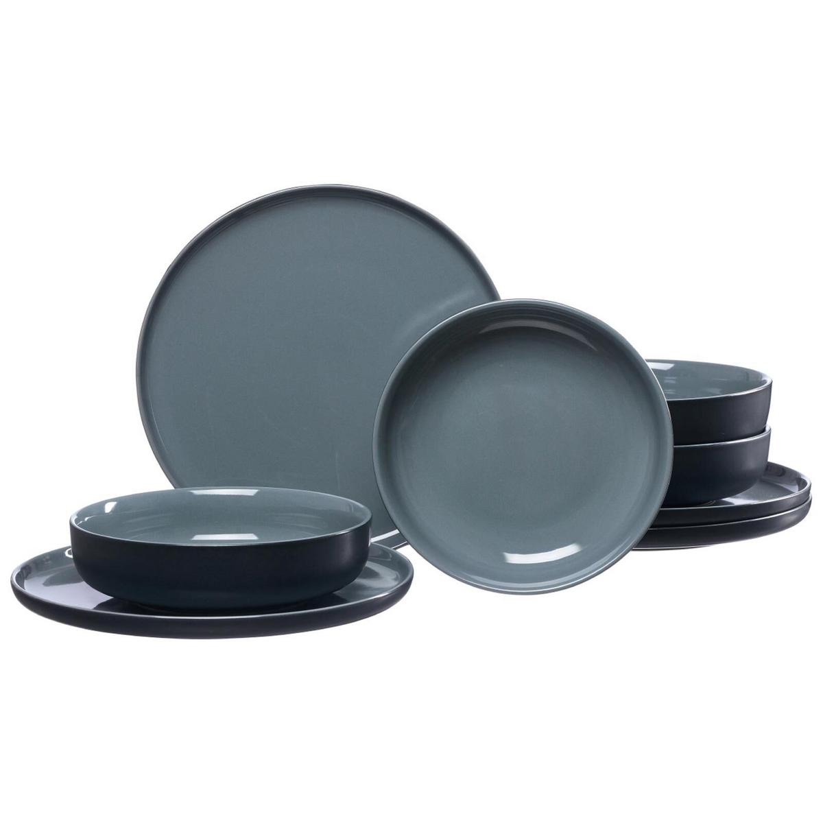 TAFELSERVICE Jasper schwarz-grau 16-tlg. - Schwarz/Grau, Keramik (2/2/2cm) - Ritzenhoff Breker