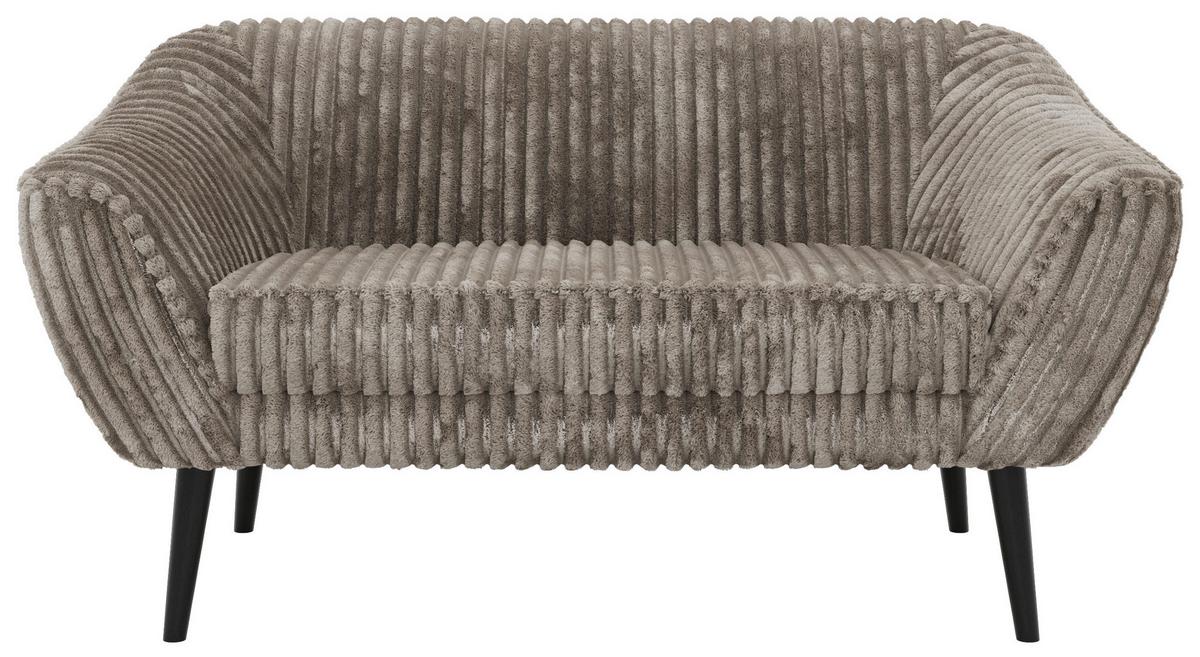 2-SITZER-SOFA PIRS - Hellbraun Cord - Schwarze Beine - Hellbraun/Schwarz, Holzwerkstoff/Textil (140/75/74cm) - MKS