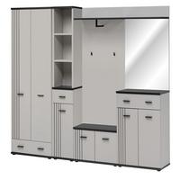 GARDEROBEN-SET Kaschmir, schwarz 6-teilig 210 cm, Flurgarderobe in modernem Desgin - Kaschmir/Schwarz, Glas/Holzwerkstoff (210/203/32cm) - Inn.Furn