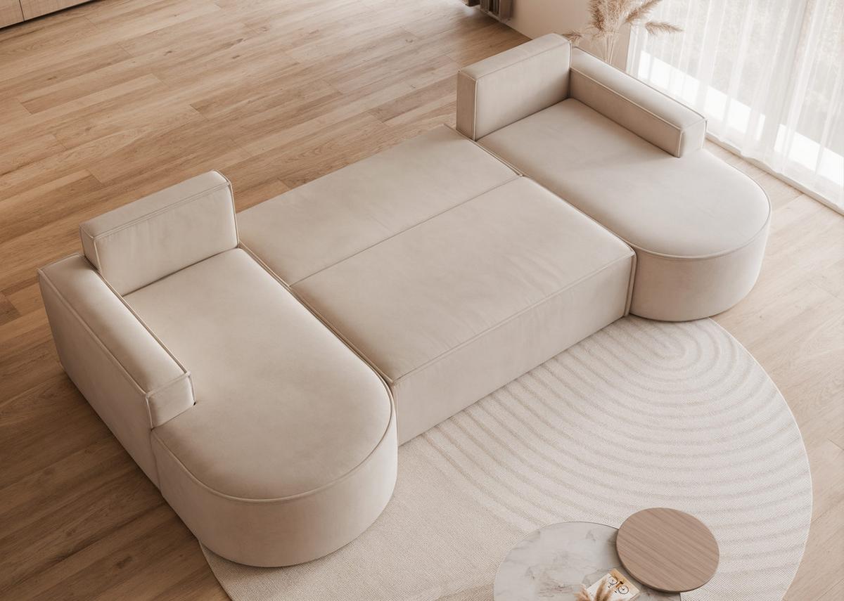 WOHNLANDSCHAFT SOFIA mit Schlaffunktion und Bettkasten Beige - Beige, Textil (316/88/157cm) - Idohome
