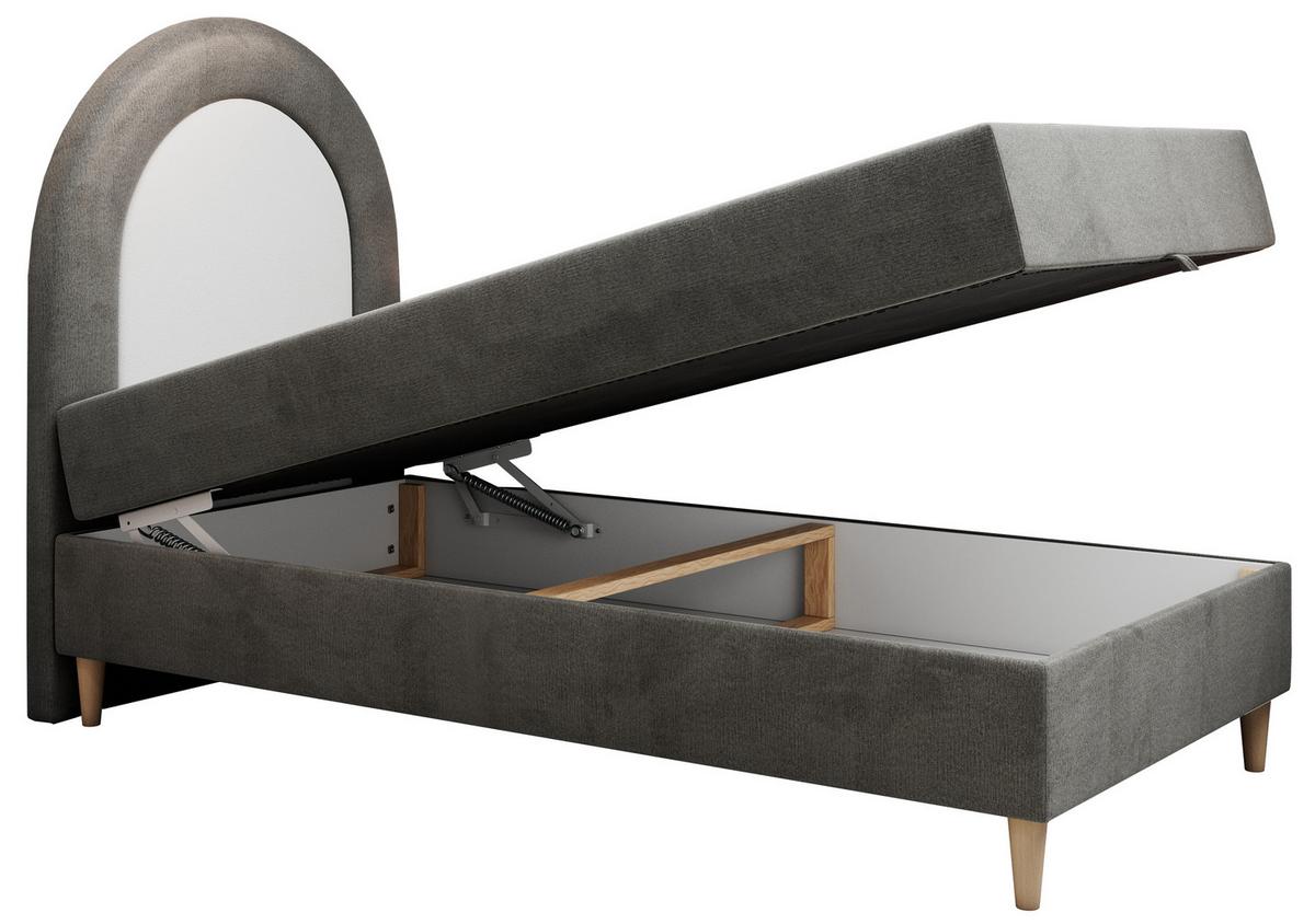 BOXBETT NEST 90/180 Dunkelgrau Velvet hydrophob - H3 - Dunkelgrau, Holz/Textil (90/180cm) - MKS