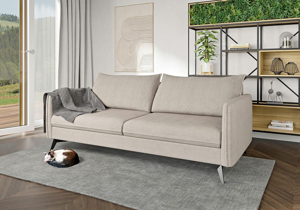 3-SITZER-SOFA Pulse Beige Luxusmicrofaser - Ecru/Beige, Holz/Textil (199/86/91cm) - S-Style Möbel