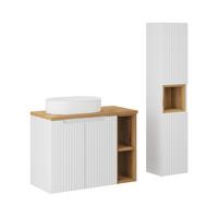 BADMÖBEL 80.4cm Riva 2er-Set Weiß und Holz - Weiß, Holzwerkstoff (80.4/59.5/40cm) - Petits-meubles