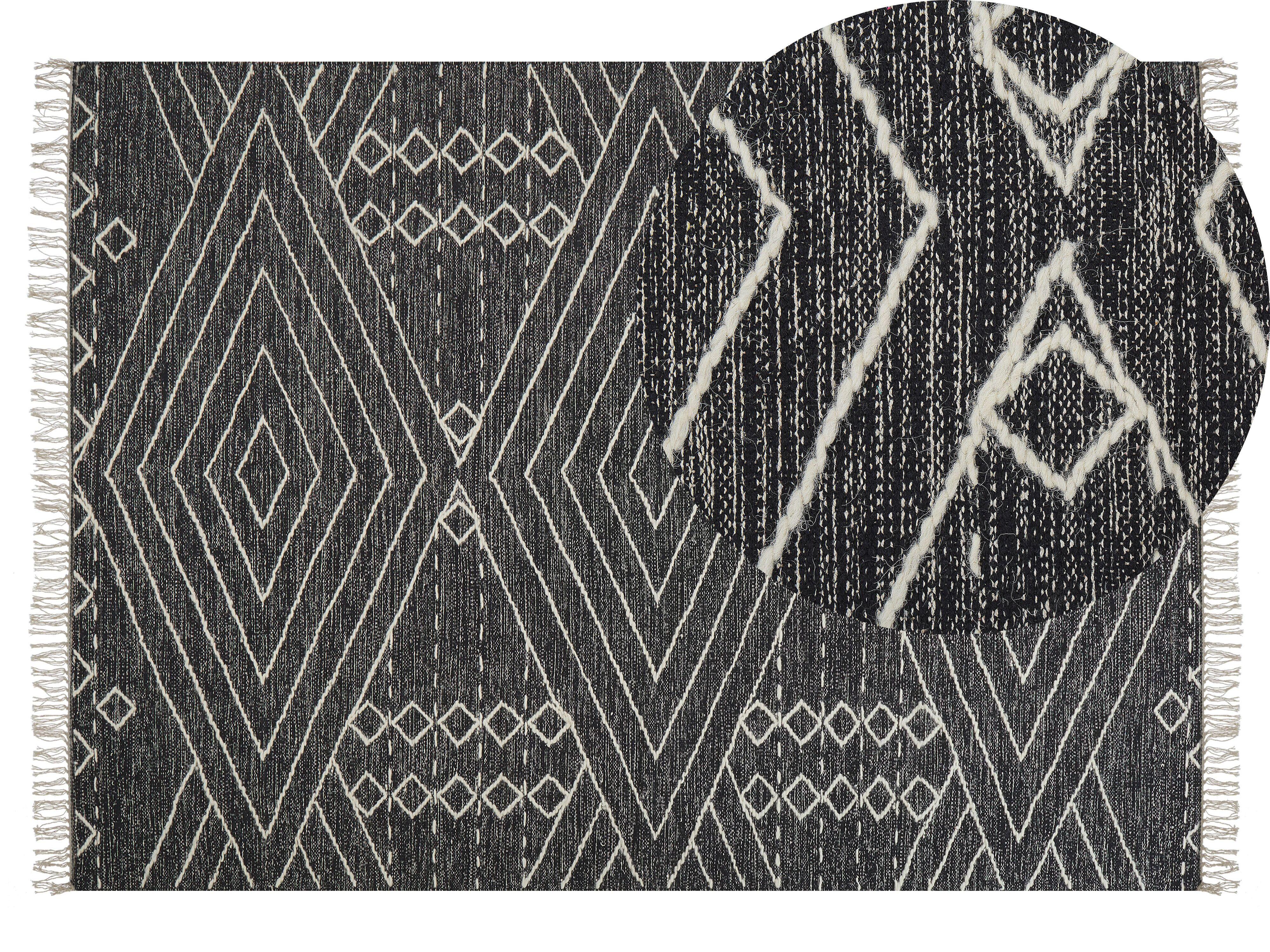 KURZFLOR-TEPPICH Khenifra 200/140 cm - Schwarz, Textil (140/200cm) - Beliani