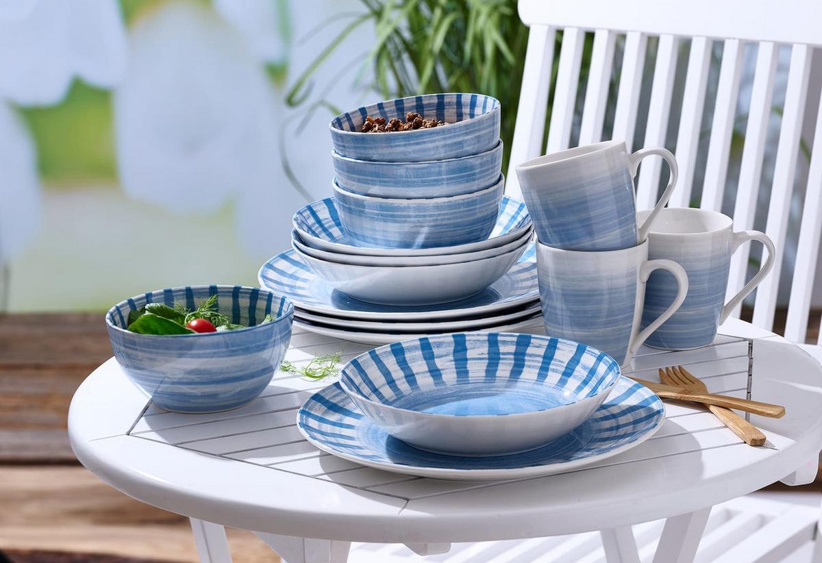 KOMBISERVICE Sole Mio Blau 16-tlg. - Blau, Keramik (28/28/30cm) - Ritzenhoff Breker