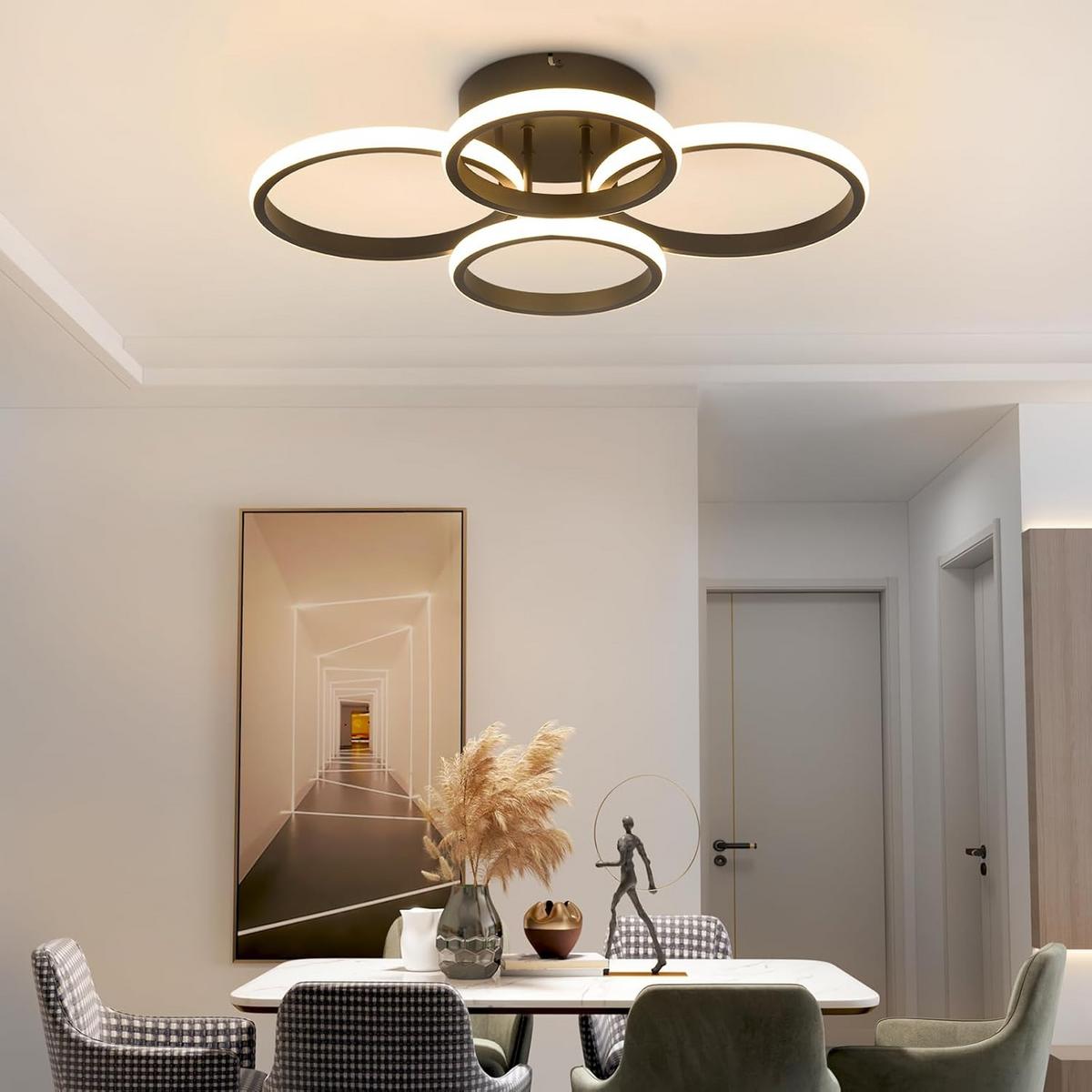 LED-DECKENLEUCHTE Xalvor 52.5/41.5/11.8 cm - Schwarz, Metall (52.5/41.5/11.8cm) - ZMH