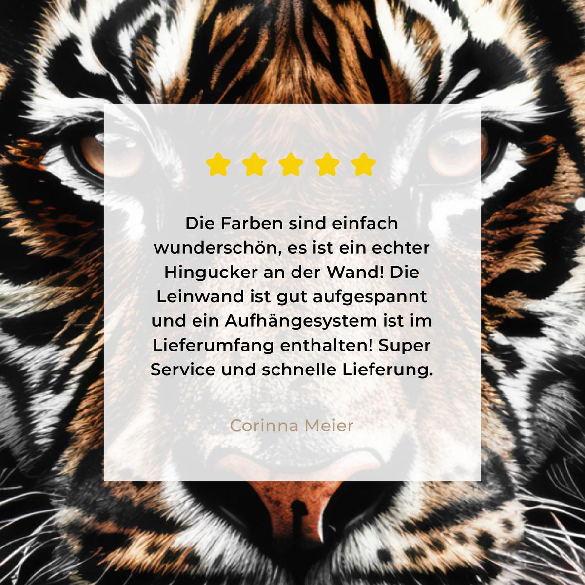 LEINWANDBILD Tiger - Tiere - Porträt - Luxus - Schwarz Wandbild 40x30 cm - Anthrazit, Textil (40/30cm) - MuchoWow