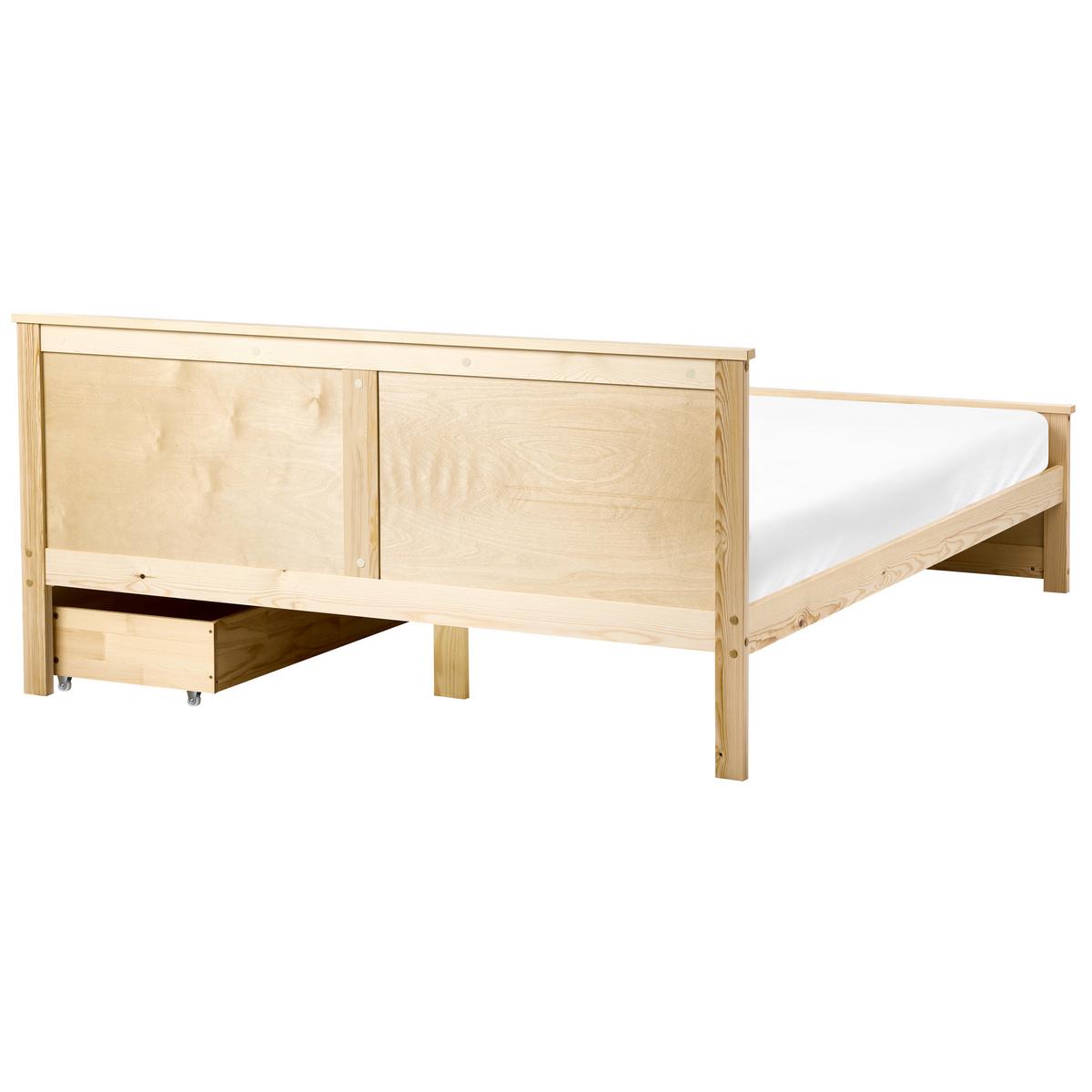 BETT mit 2 Schubladen 160/200 cm Kiefernholz Hellbraun Dauphin - Hellbraun, Holz (160/200cm) - Beliani