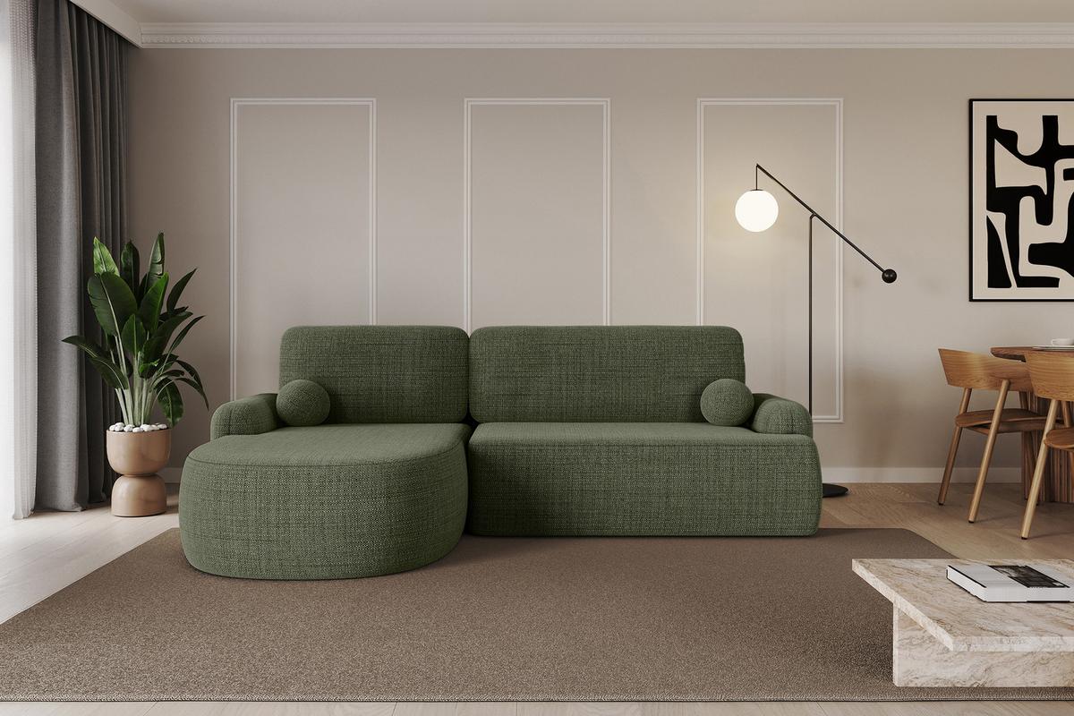 ECKSOFA mit Schlaffunktion und Bettkasten LIRA-L - 264x172x89 Grün - Grün, Holzwerkstoff/Textil (264/172cm) - ALTDECOR