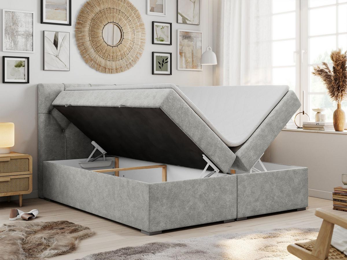 BOXBETT ALDA 120/200 Hellgrau Struktur - H3 - Hellgrau, Holz/Textil (120/200cm) - MKS