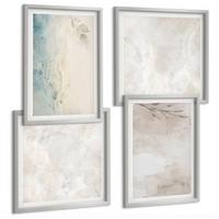 BILDER SET 4er Set - 50x50 cm & 40x60 cm Silberner Rahmen - Aquarellmalerei-Textur - Silberfarben, Kunststoff (50/50cm) - TULUP