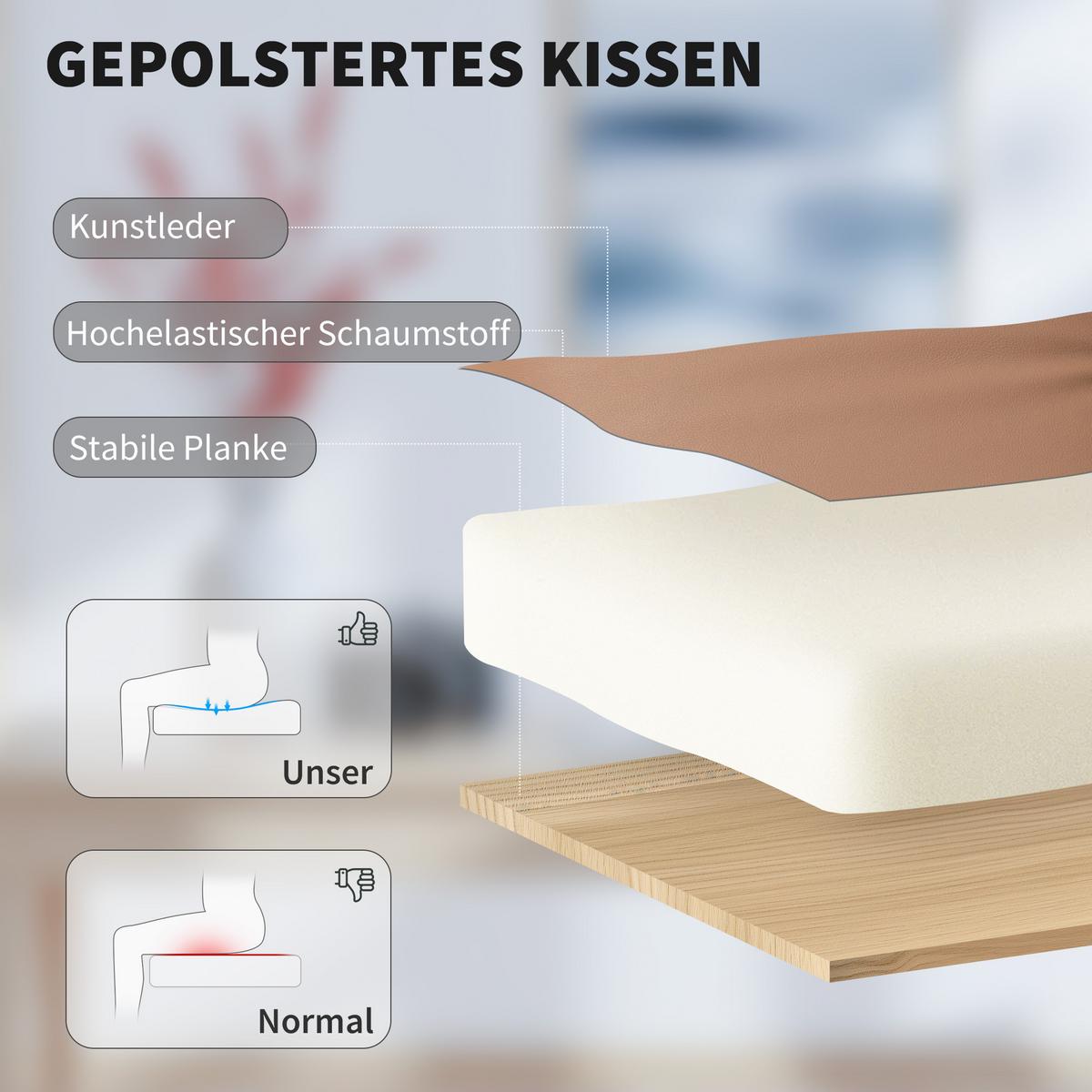 BÜROSTUHL Kunstleder Mehrschichtenplatte Braun - Schwarz/Braun, Leder/Kunststoff (65/119/67cm) - HOMCOM