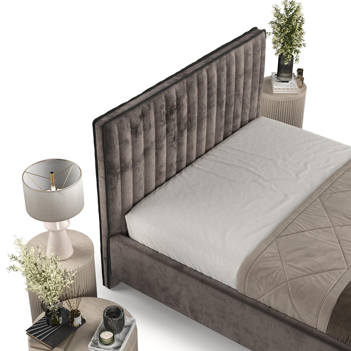 POLSTERBETT Aria 160/200 cm Braun im Lotta Stoff - Naturfarben/Braun, Holz/Holzwerkstoff (160/200cm) - AltaBeds