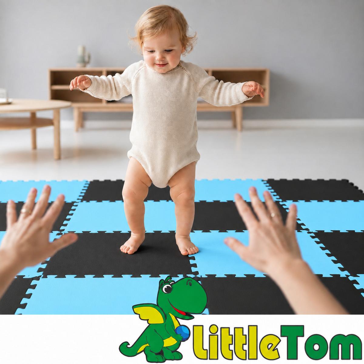 SPIELMATTE ab Null - 180/90 cm Puzzlematte Schwarz - Multicolor, Kunststoff (30/30cm) - Littletom